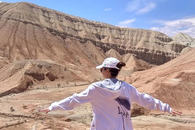 Space view of Aktau Mountains. Private Tour. - The ancient sea beneath the red stone